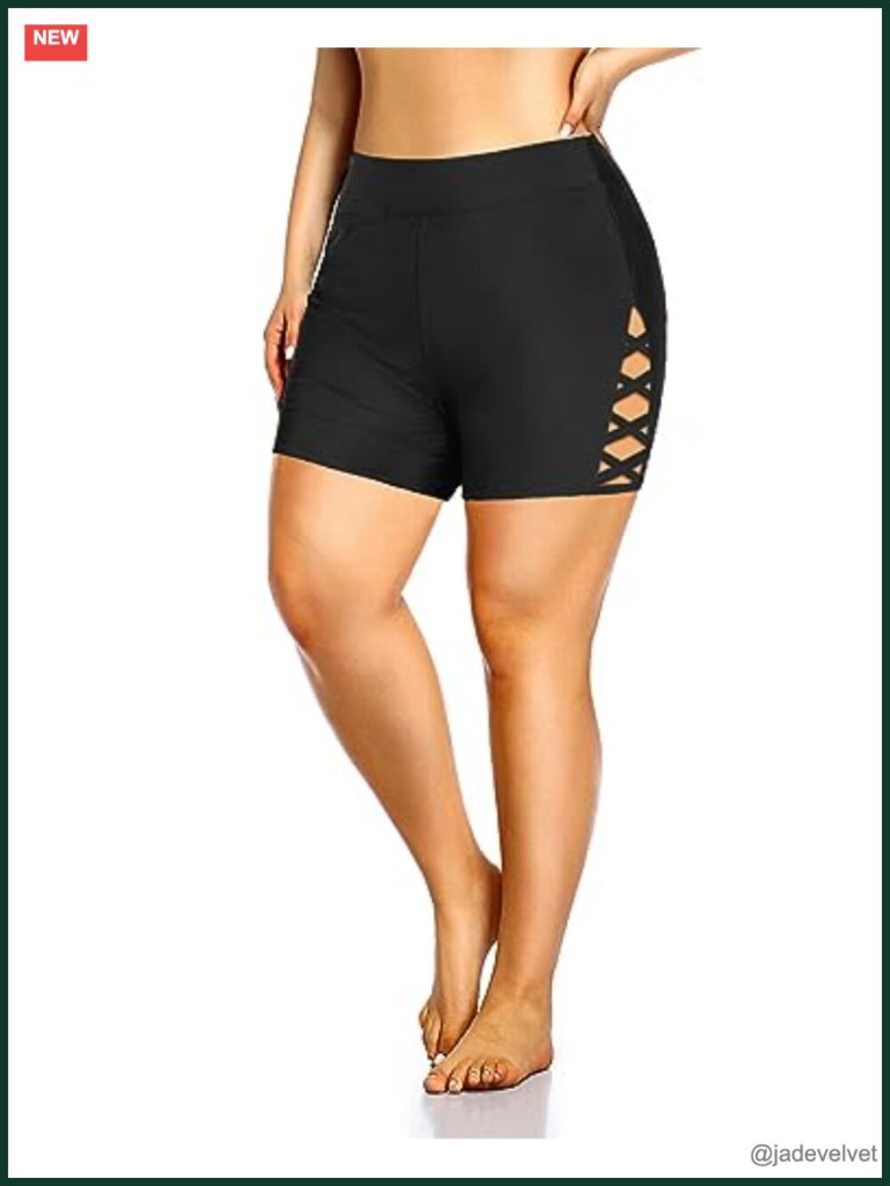 Plus Size High Waist Swim Shorts Strappy Bathing Suit Bottoms Boyshorts